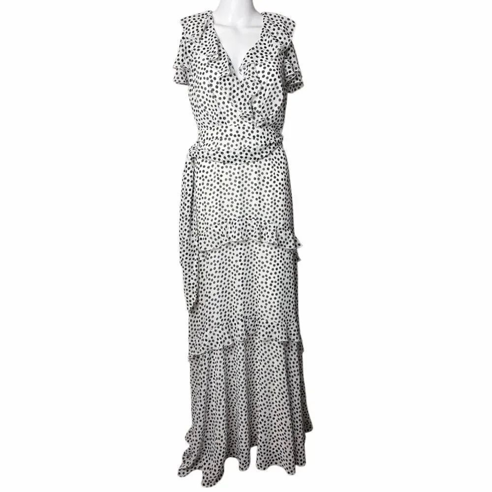 Alex Marie Elegant Black and White Polka Dot Maxi Dress Size 4